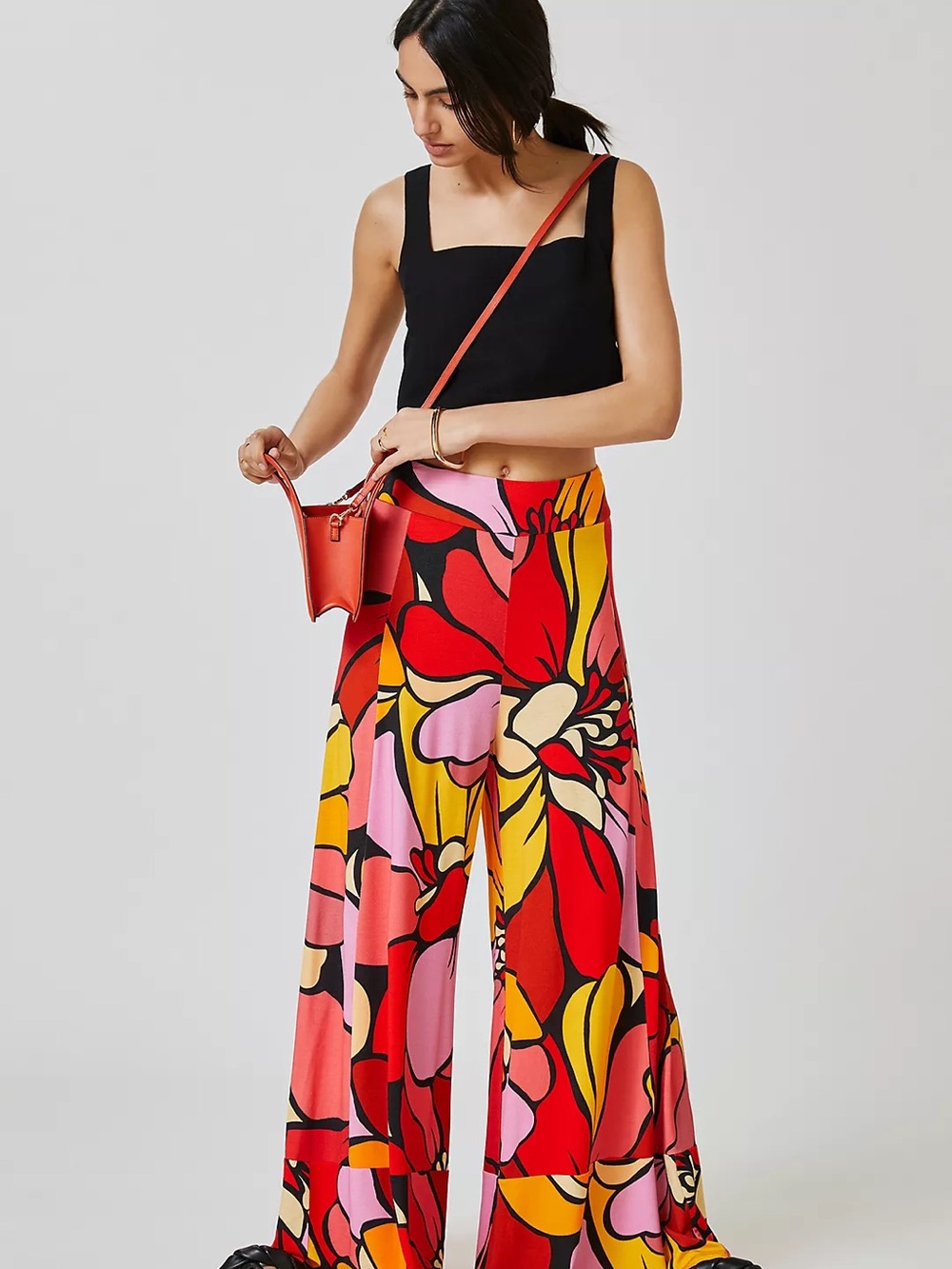 FARM Rio Bold Floral Wide-Leg Pants in Red, Pink & Yellow - Picture 2 of 3